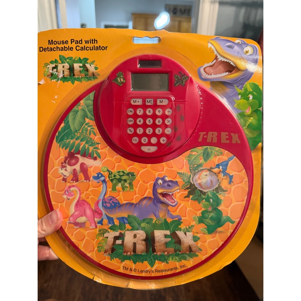 Vintage T-Rex Cafe Mouse Pad with Detachable Solar Calculator Landry's Dinosaurs